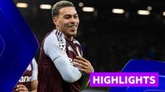 Rogers hat-trick sends Villa through to last-16 of Champions League